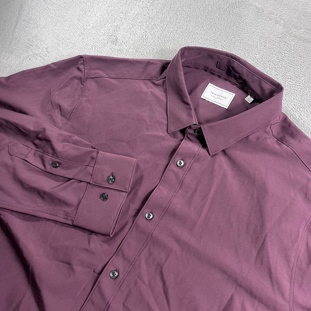 7 Diamonds Liberty 4-Way Stretch Shirt Mens Large Purple Long Sleeve Button Up